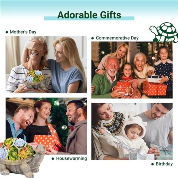 Solar Garden Statues Turtle Figurine Lights for Outside,Yard Decorations Outdoor - Picture 4 of 7